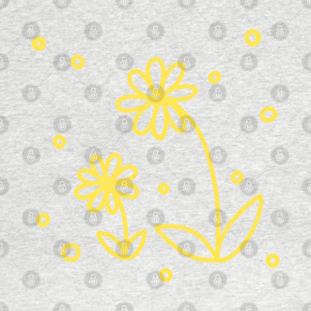 Daisies and Dots 2 in Lemon Yellow and White by LAEC